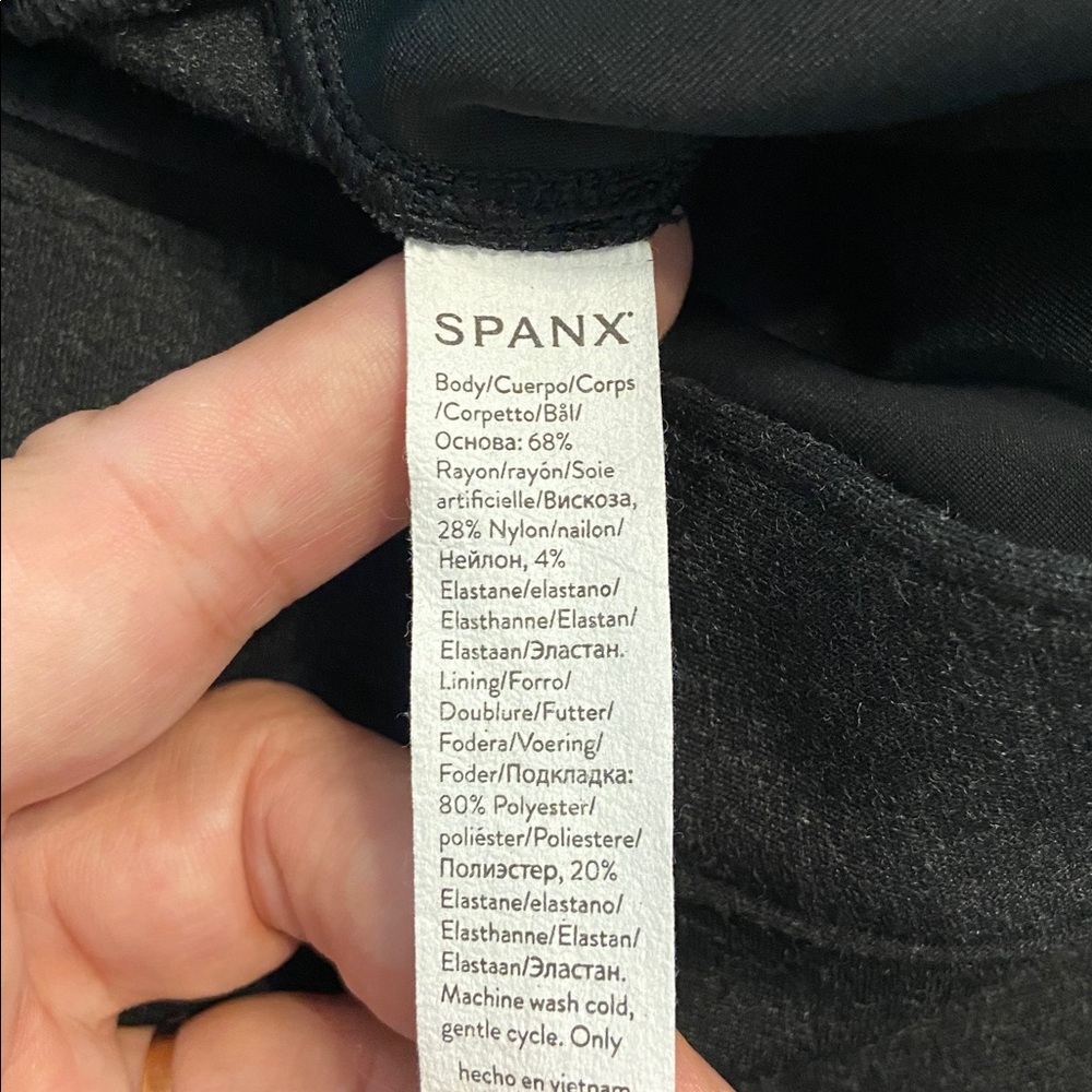 SPANX Charcoal Gray Pants thick material inseam 30” waist 34” elastic - Picture 6 of 8
